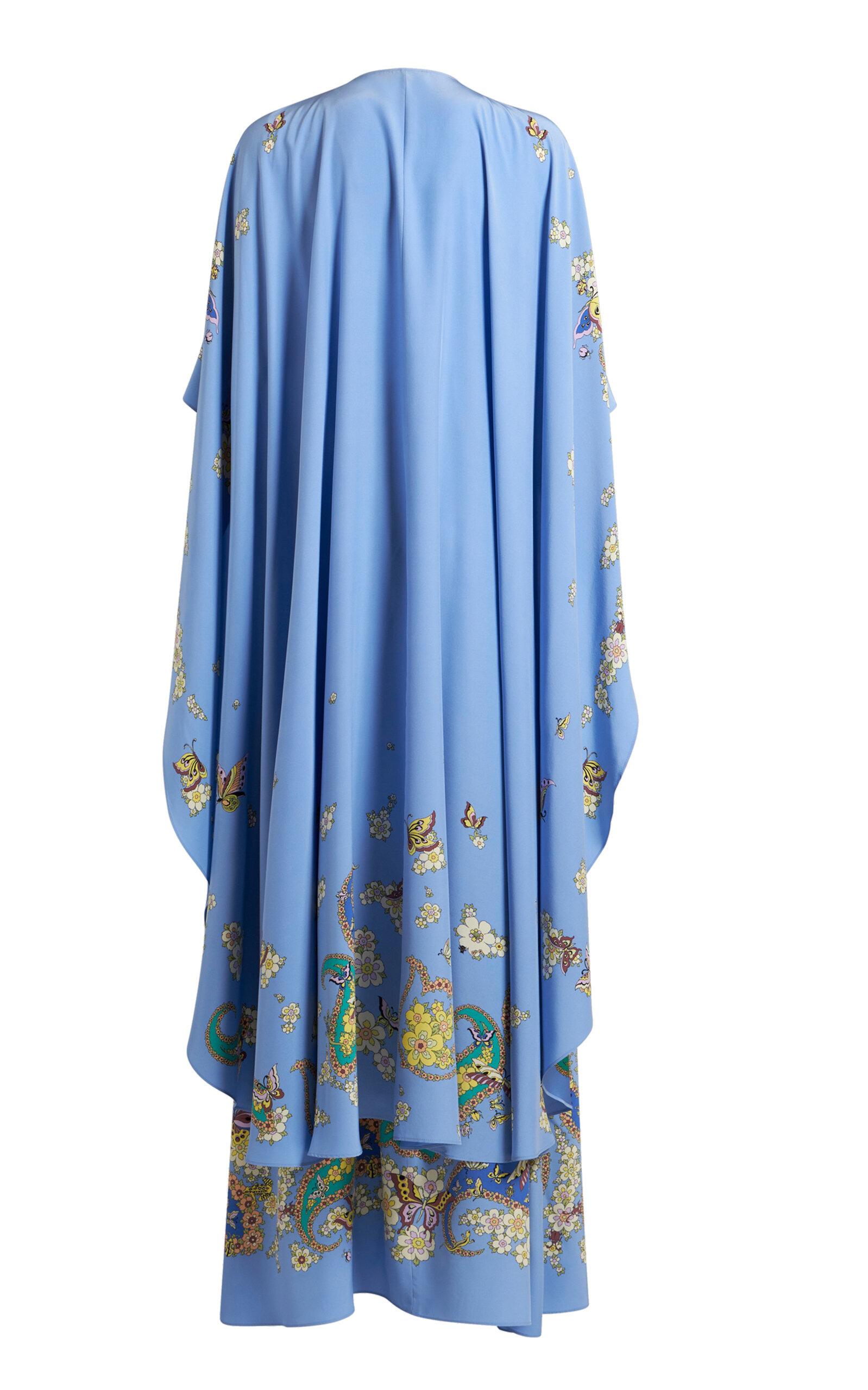 Cape-Detailed Silk Maxi Dress blue - 5