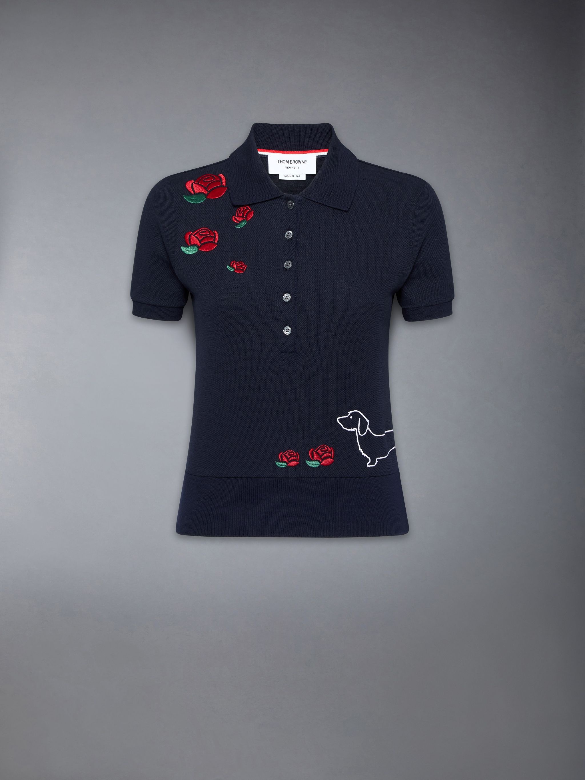 motif-embroidered cotton polo top - 7