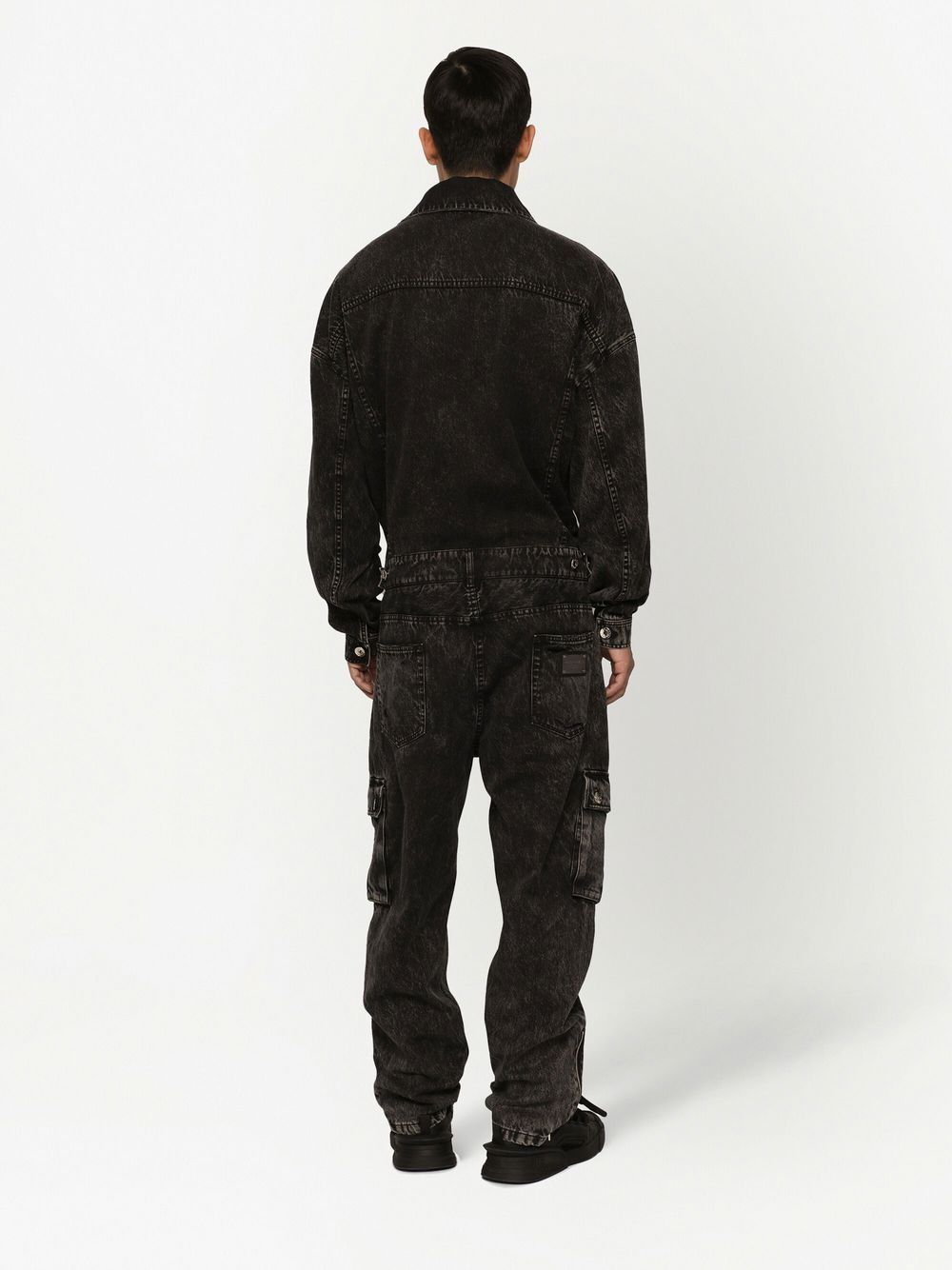 washed denim jumpsuit - 4