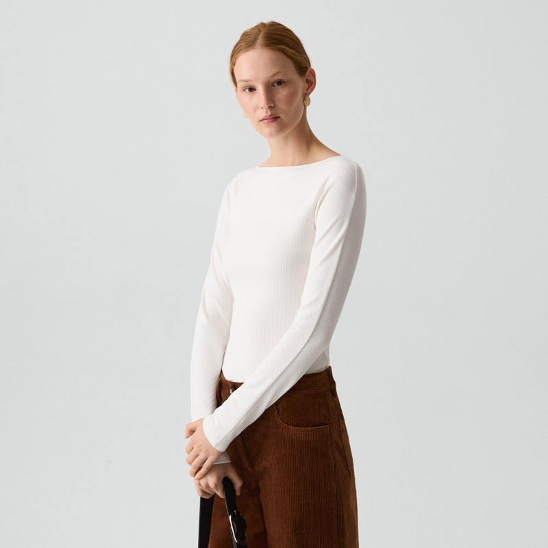 Boatneck Long-Sleeve Top in Stretch Rib 2