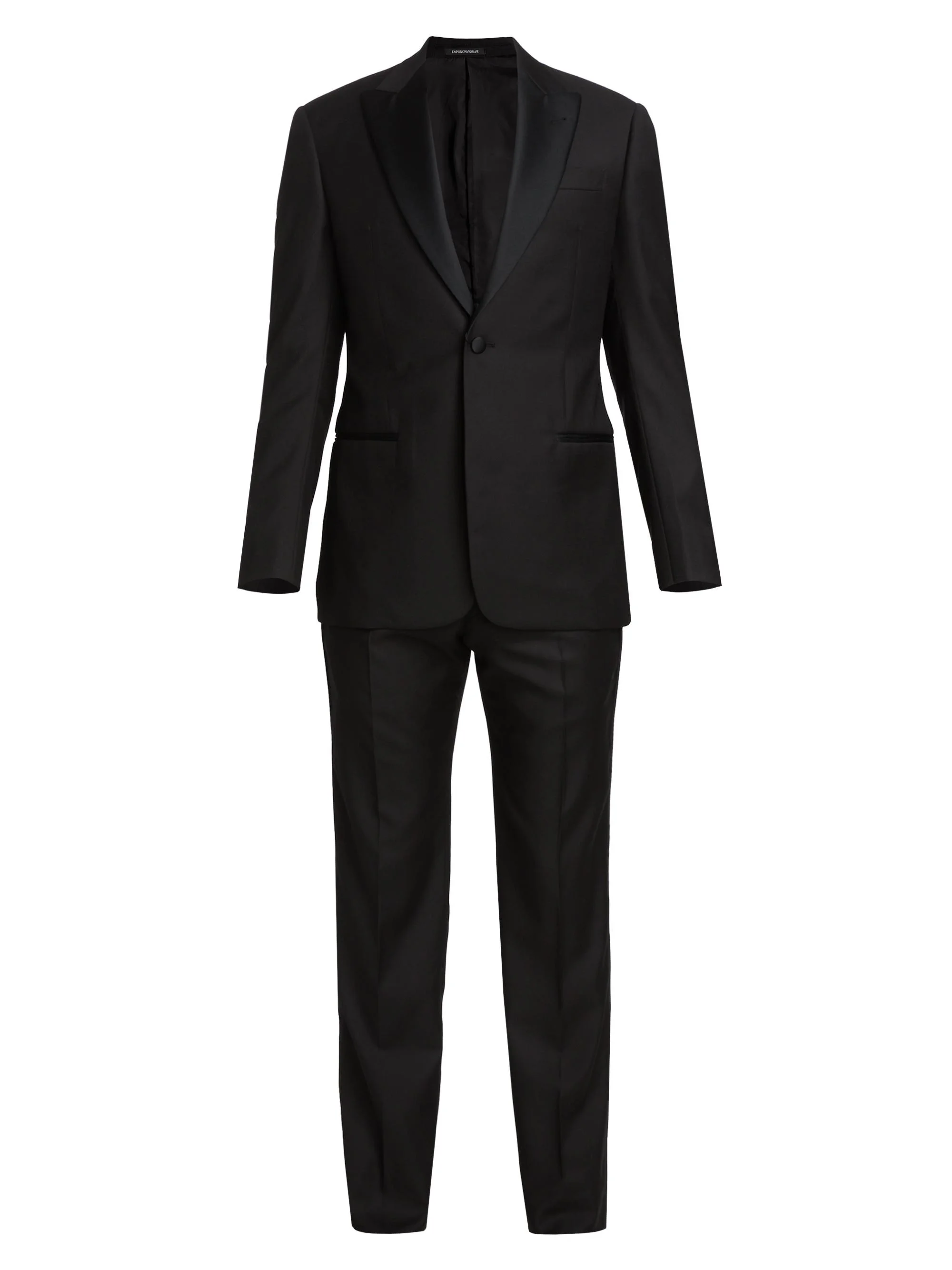 Men's Peak Lapel Single-Button Suit - Black - 1