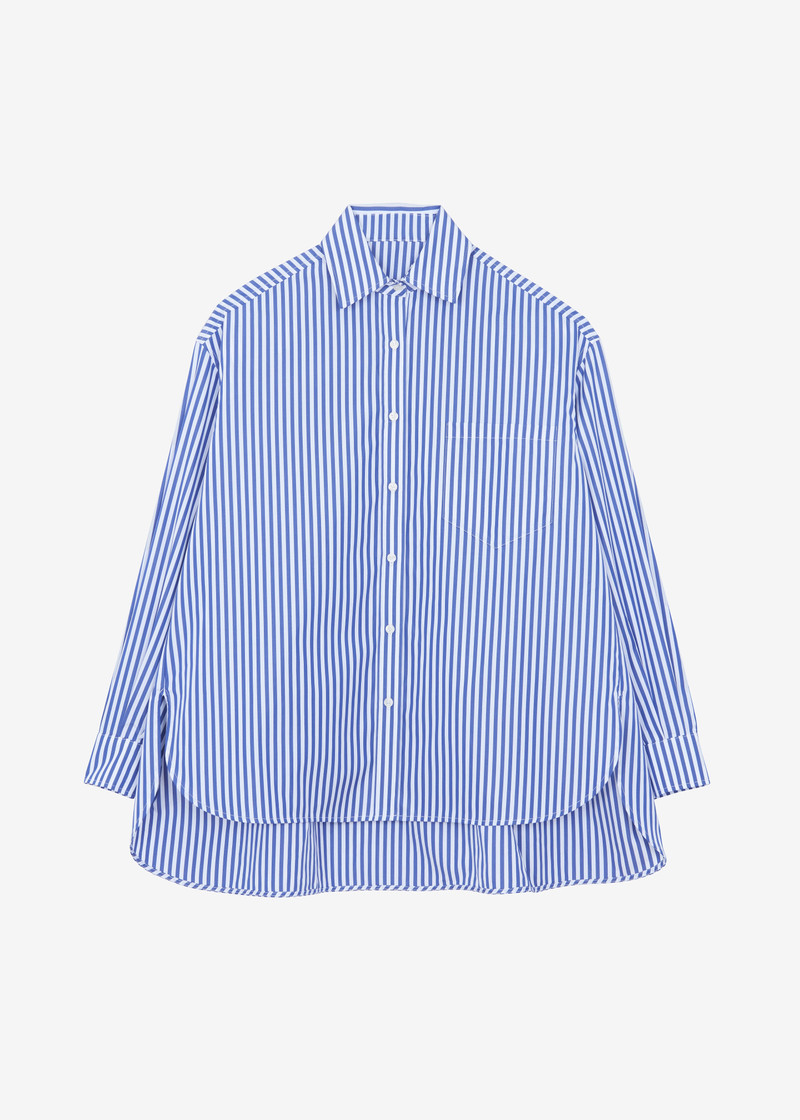 Georgia Boxy Shirt - White/Blue Stripe 1
