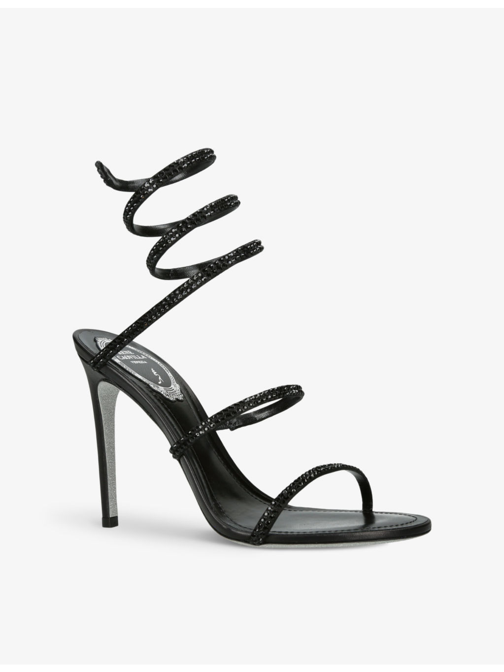 Cleo II 105 Crystal-Embellished Leather Heeled Sandals - 4