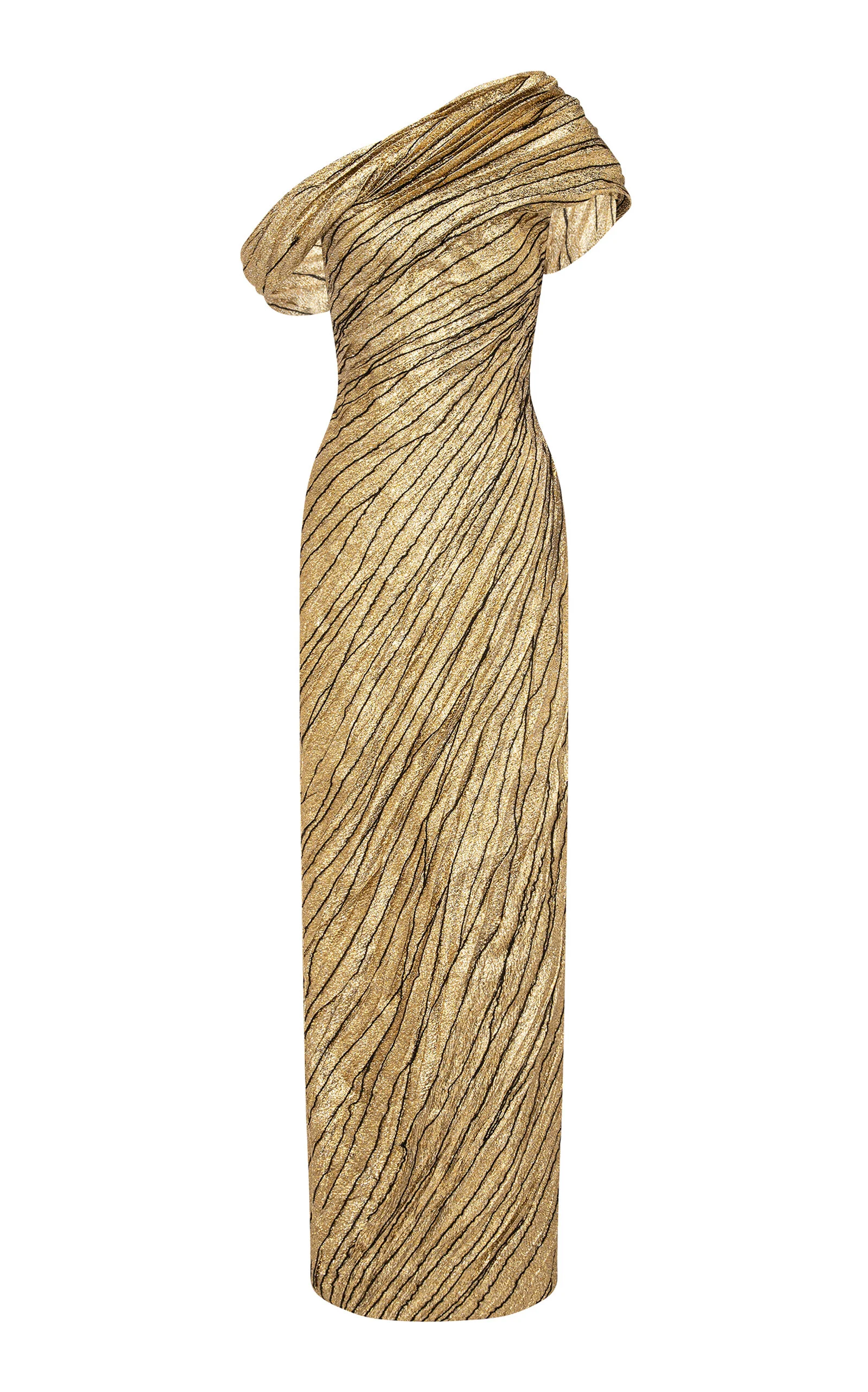Off-Shoulder Lamé Gown gold - 1