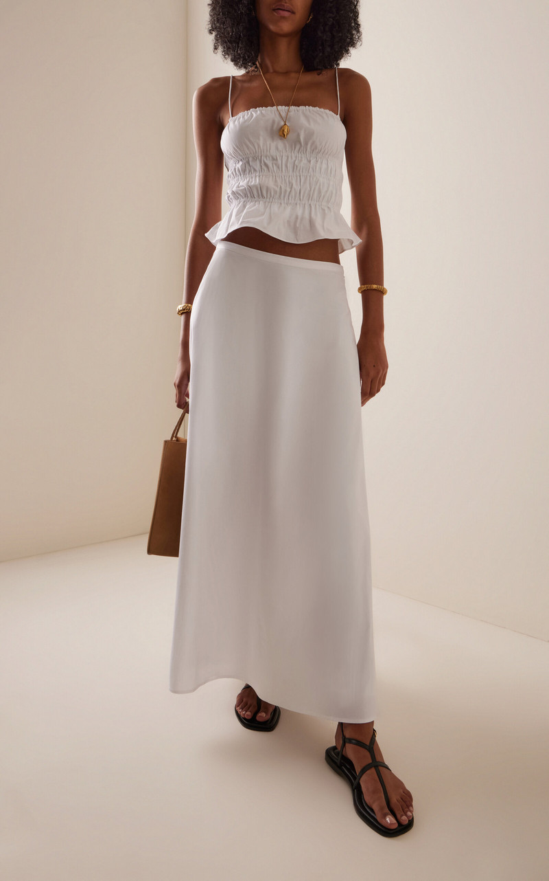 STAUD Axel Cotton Maxi Skirt white outlook
