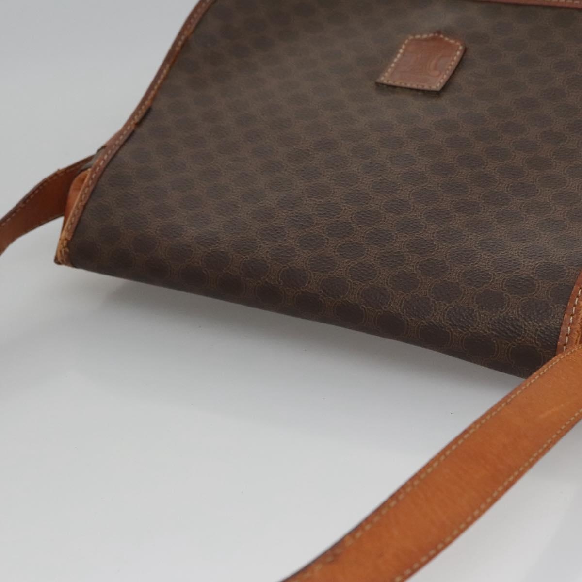 CELINE Macadam Canvas Shoulder Bag Pvc Leather Brown - 6