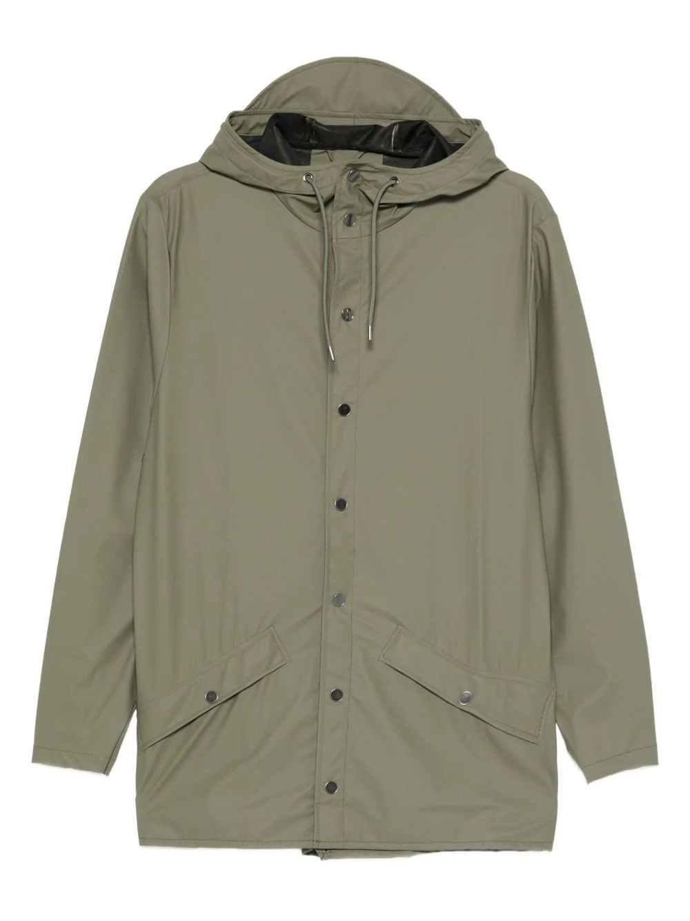 hooded button-fastening jacket - 1
