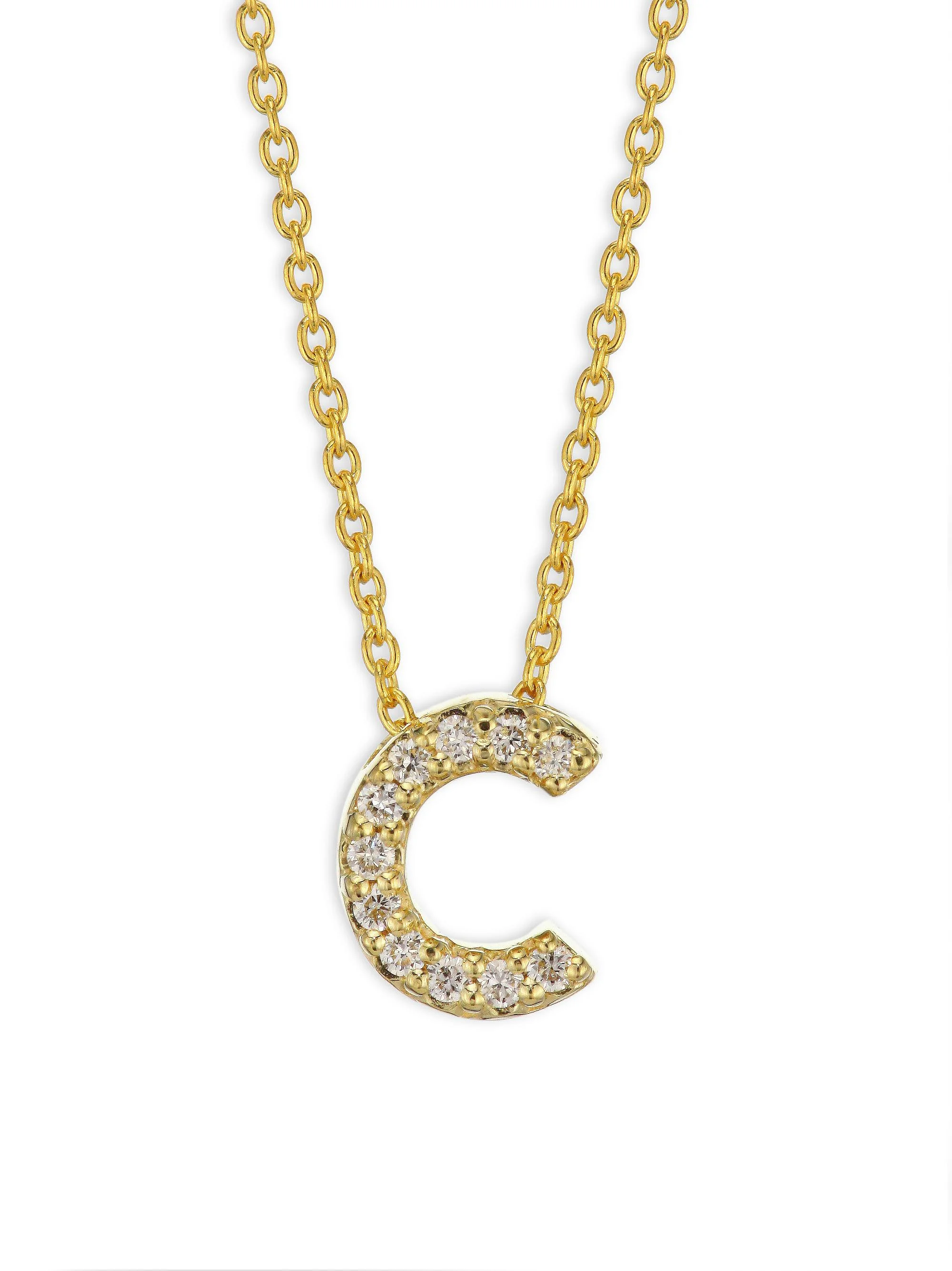 Women's Tiny Treasures Diamond & 18K Yellow Gold Initial Necklace - Initial C - 1