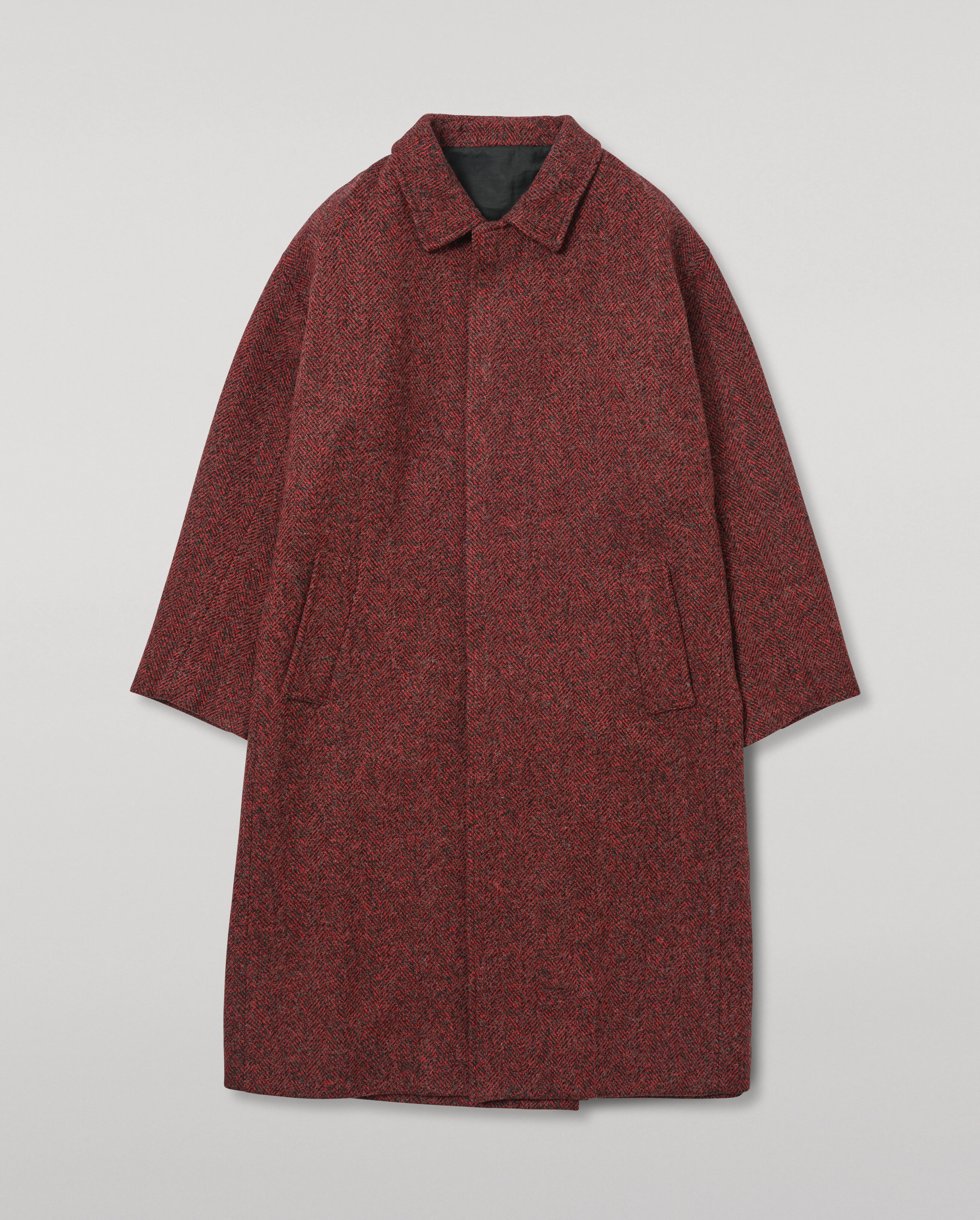 Brodie Wool Car Coat | Red Herringbone - 1