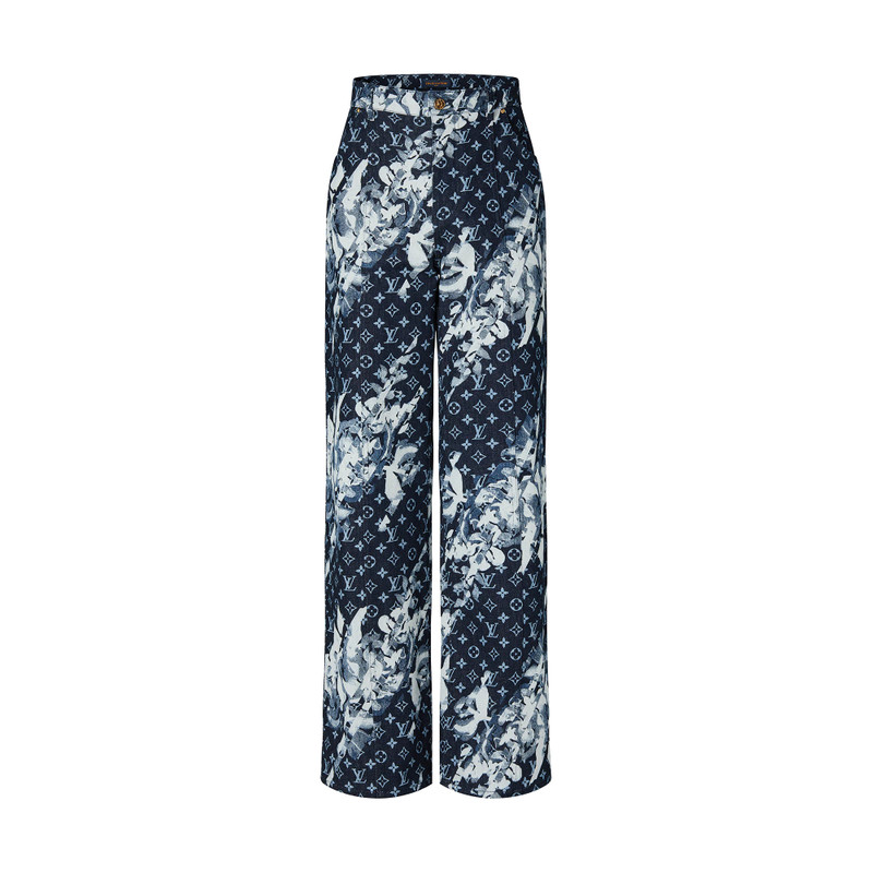 Monogram Printed Denim Pants 1