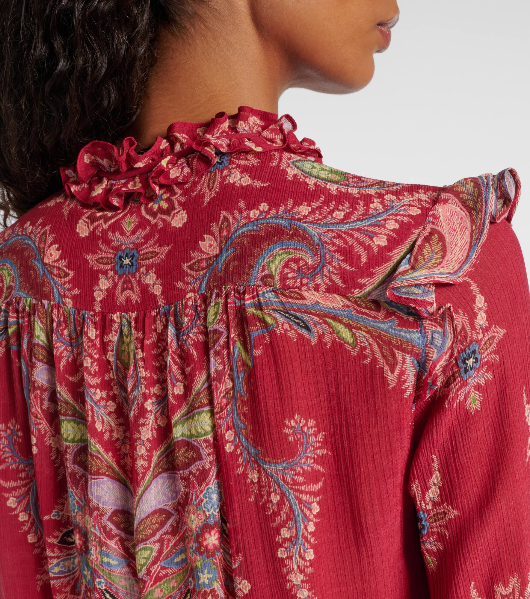 Printed crepon blouse - 6