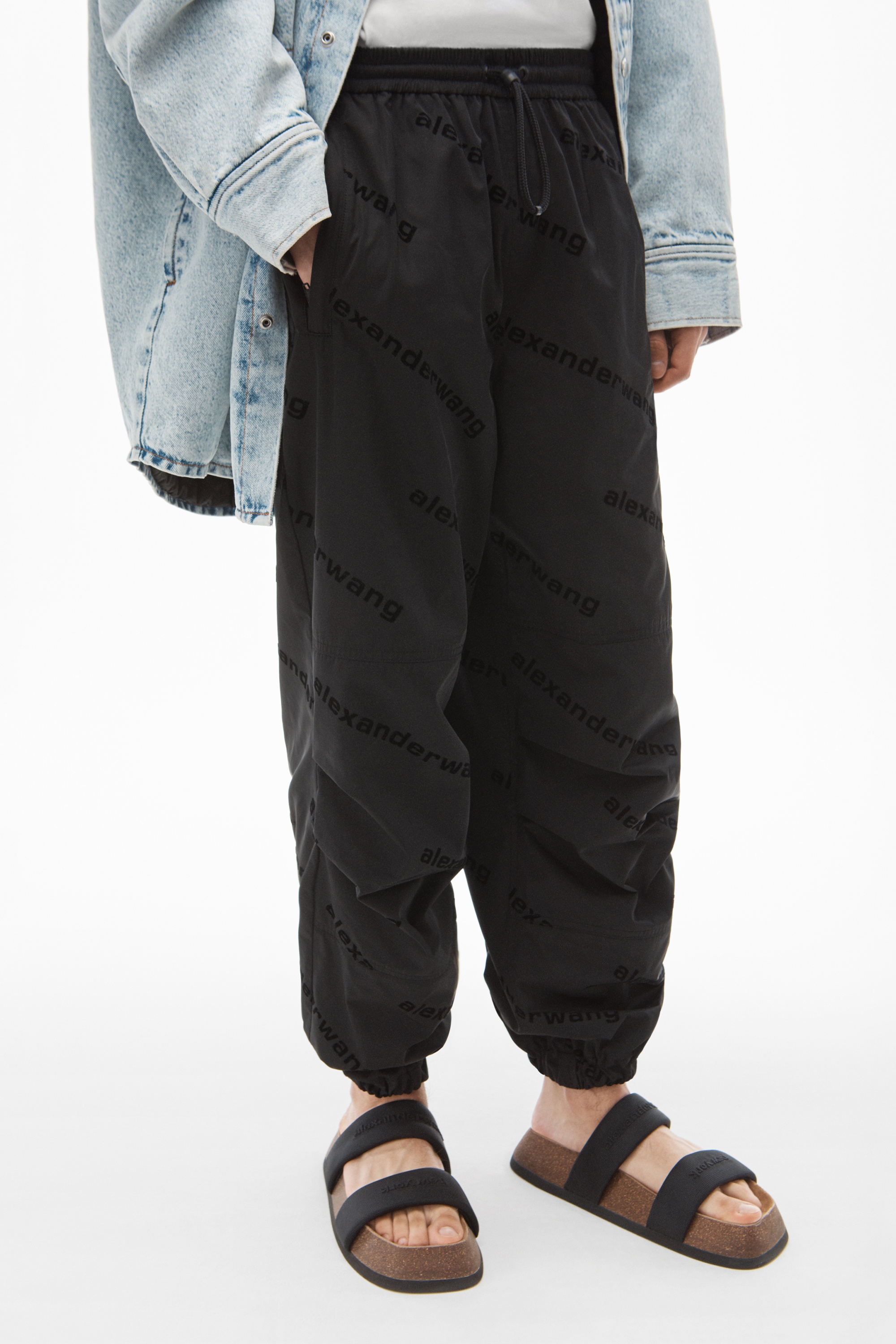 FLOCKED LOGO TRACK PANT IN TAFFETA - 4