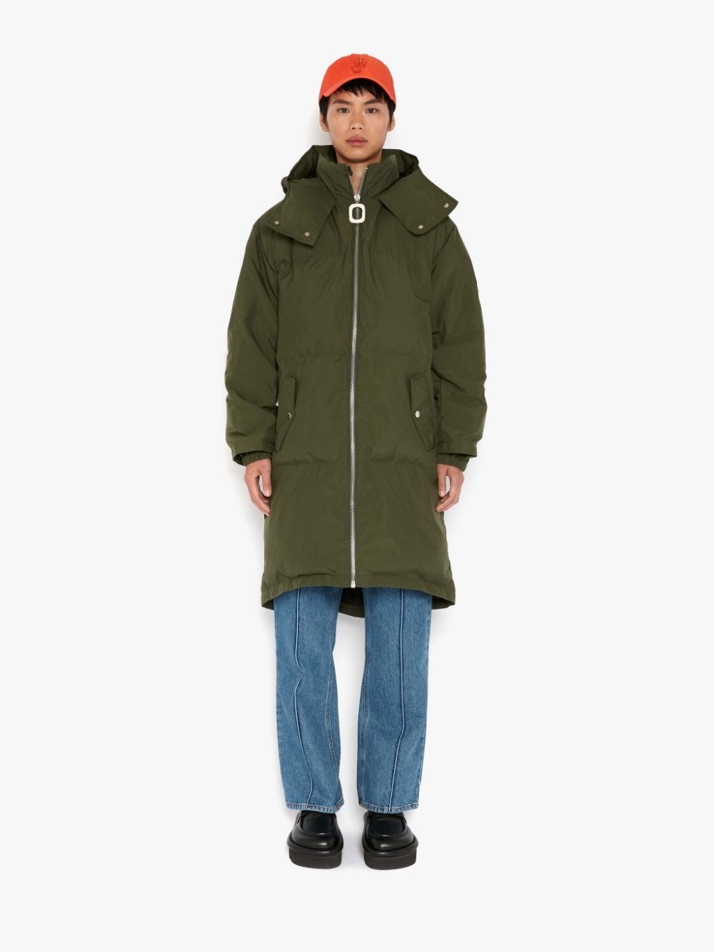 CONTRAST HOOD LONG PUFFER COAT - 2