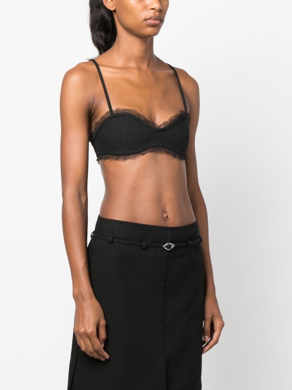 lace-trim cotton crop top - 3