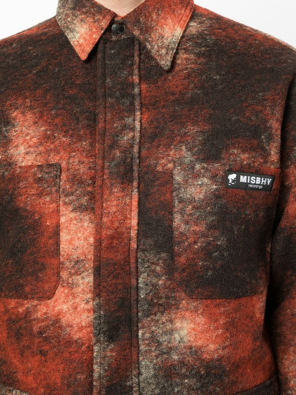 patterned logo-patch shirt - 5