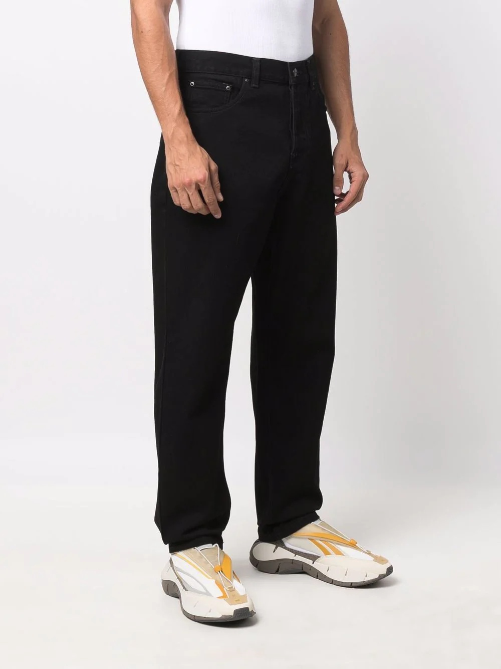 logo-patch straight-leg trousers - 3