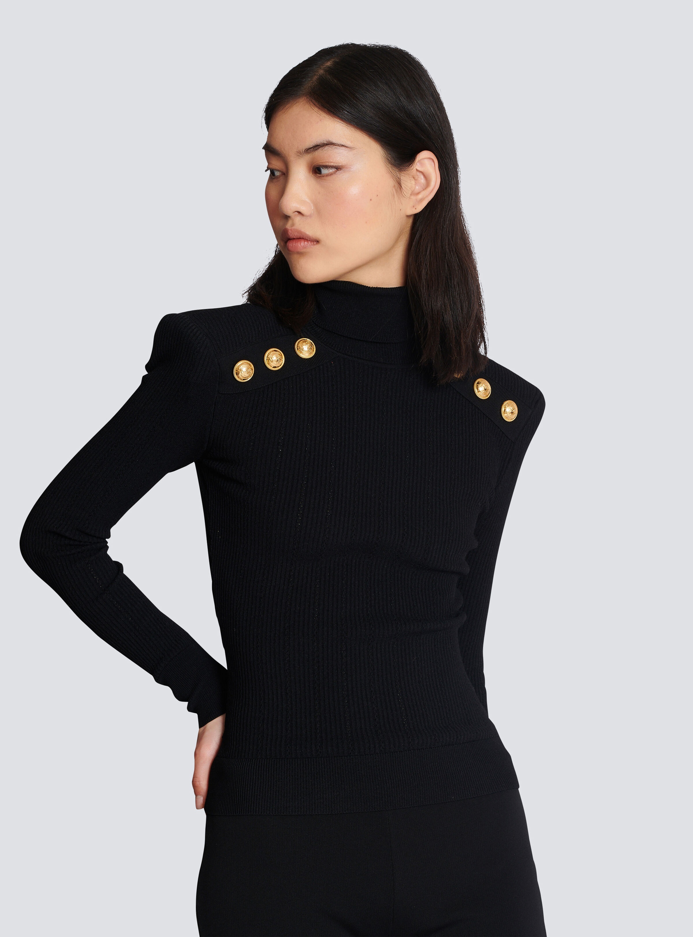 Knit jumper with gold buttons - 6