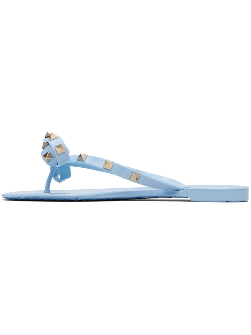 Valentino Blue Rockstud Rubber Sandals outlook