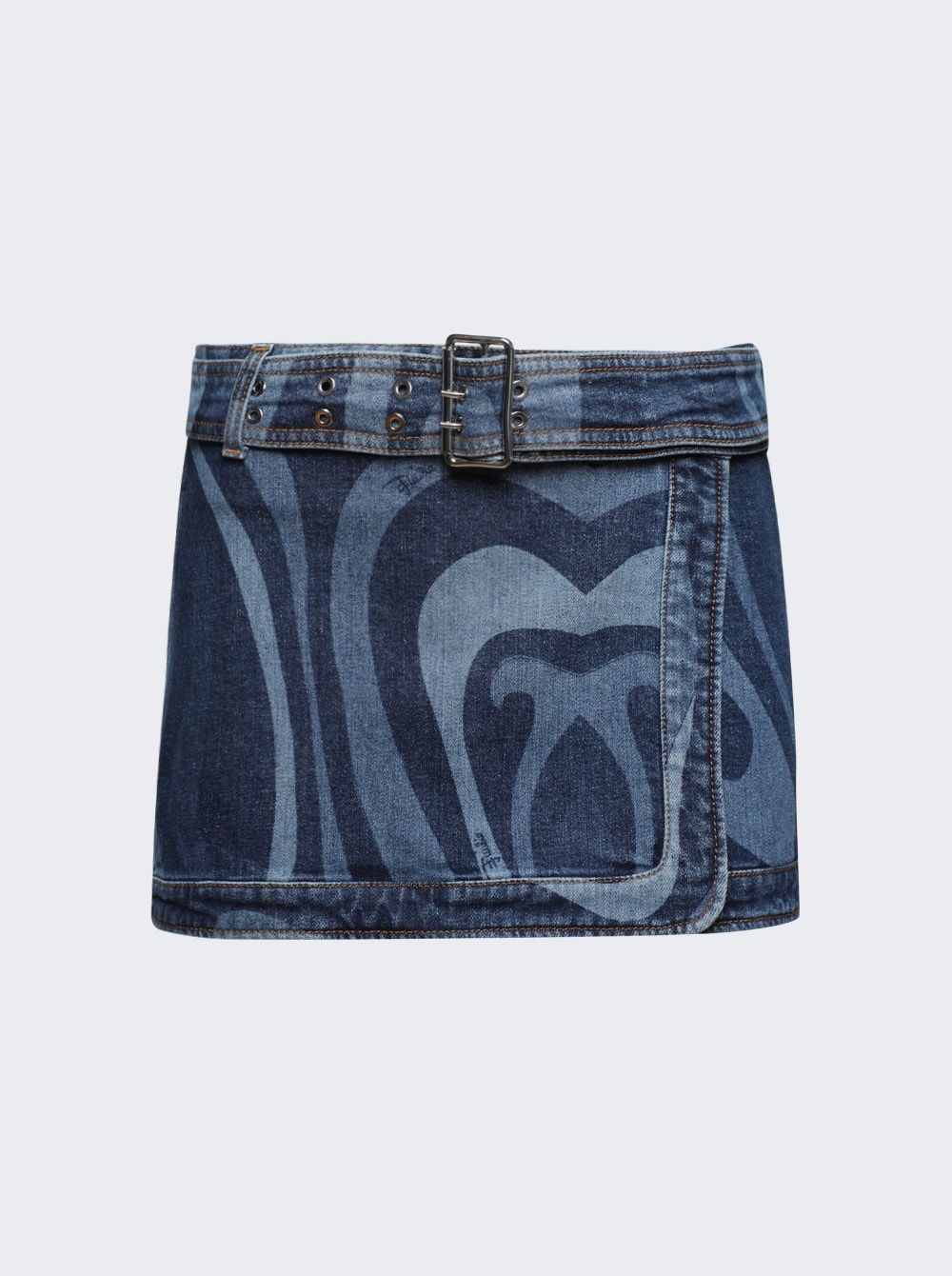 Marmo-print Miniskirt Denim - 1