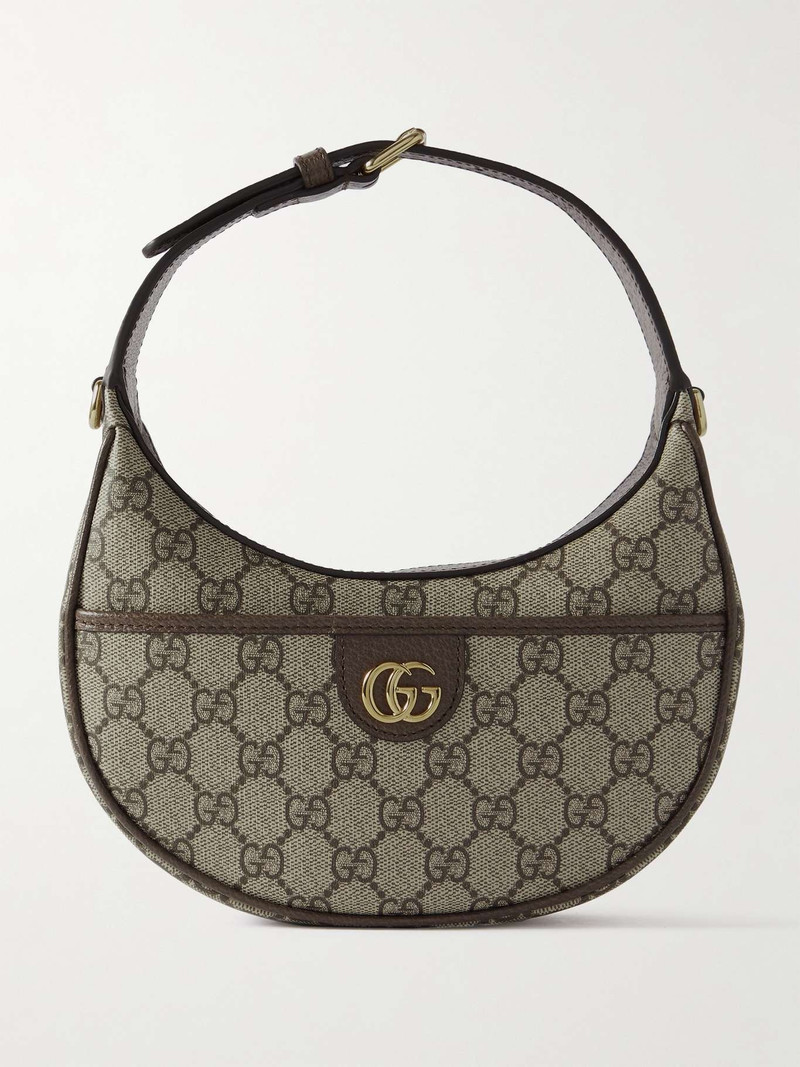 Ophidia leather-trimmed printed coated-canvas shoulder bag 1