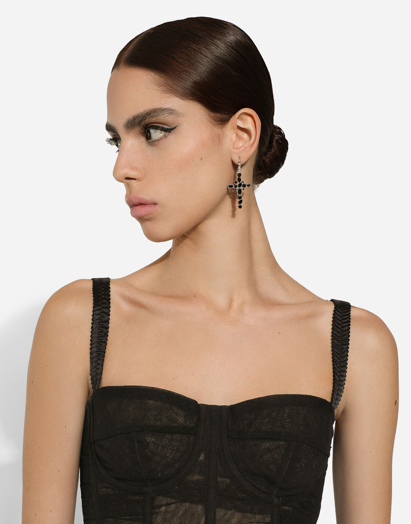 Dolce & Gabbana Anna earrings in white gold 18Kt and black spinels outlook
