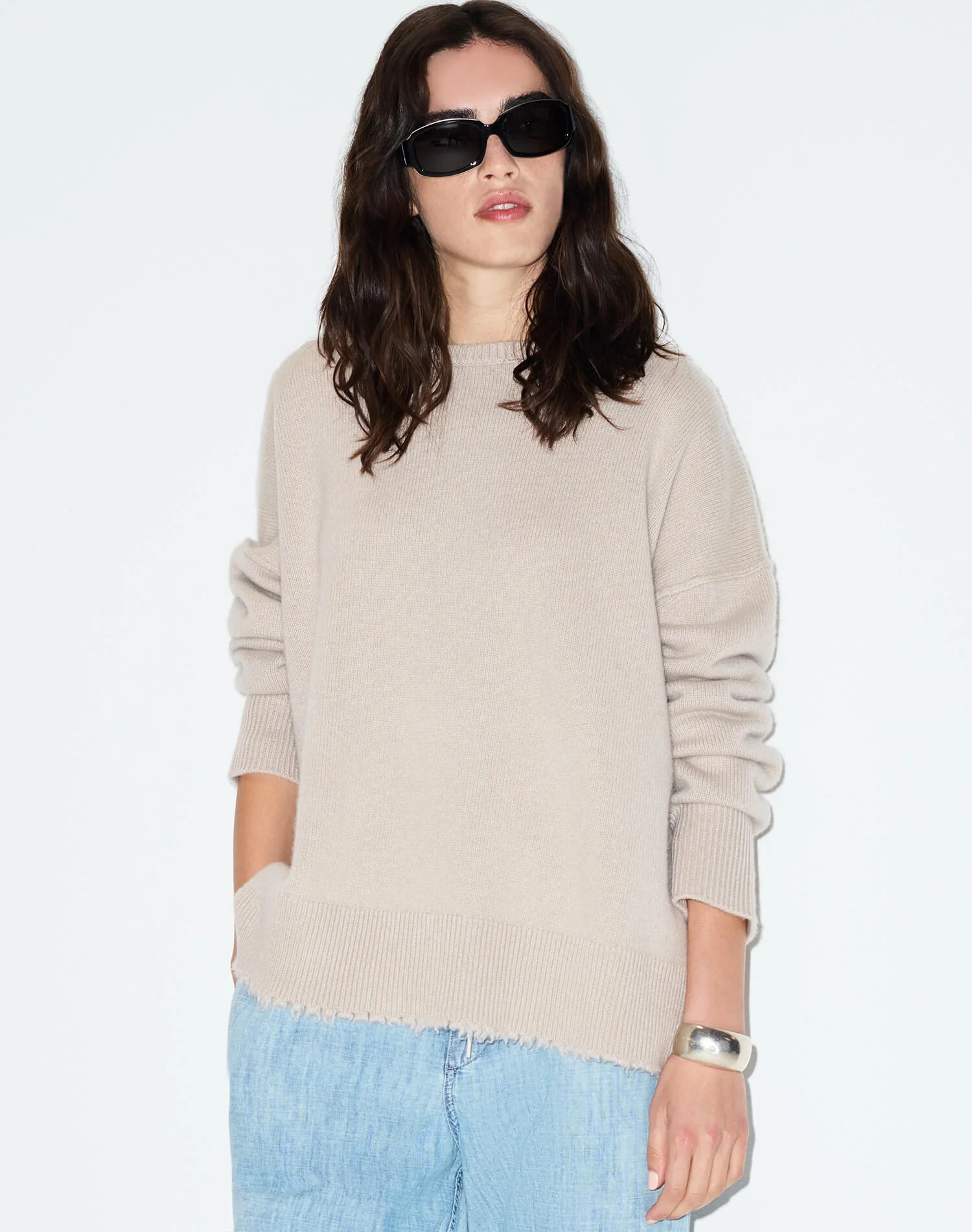 Margot Cashmere Crewneck - Pebble - 1