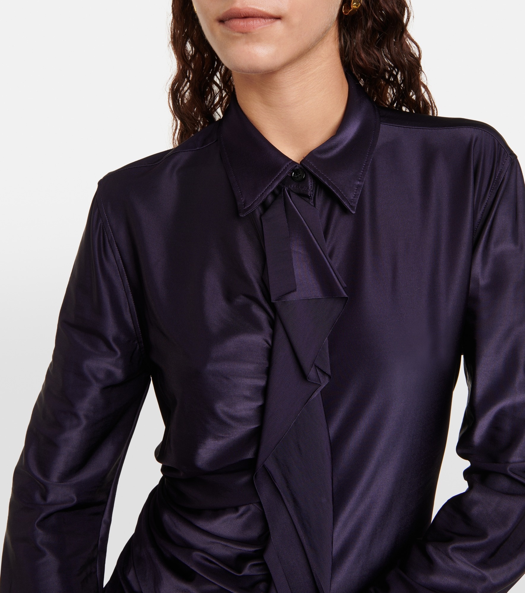 Ruffled satin shirt - 4