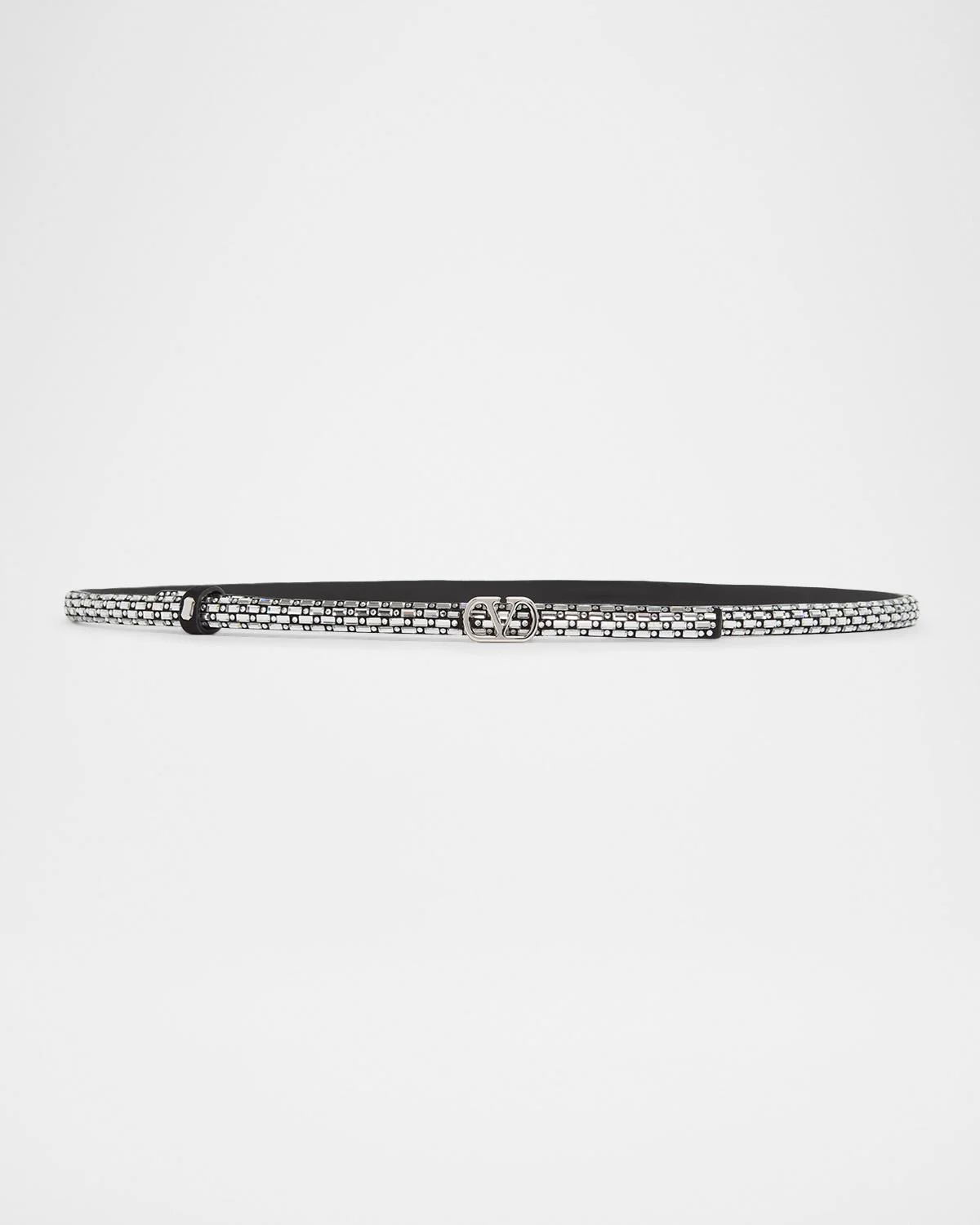 VLogo Signature Crystal-Embellished Leather Belt - 1
