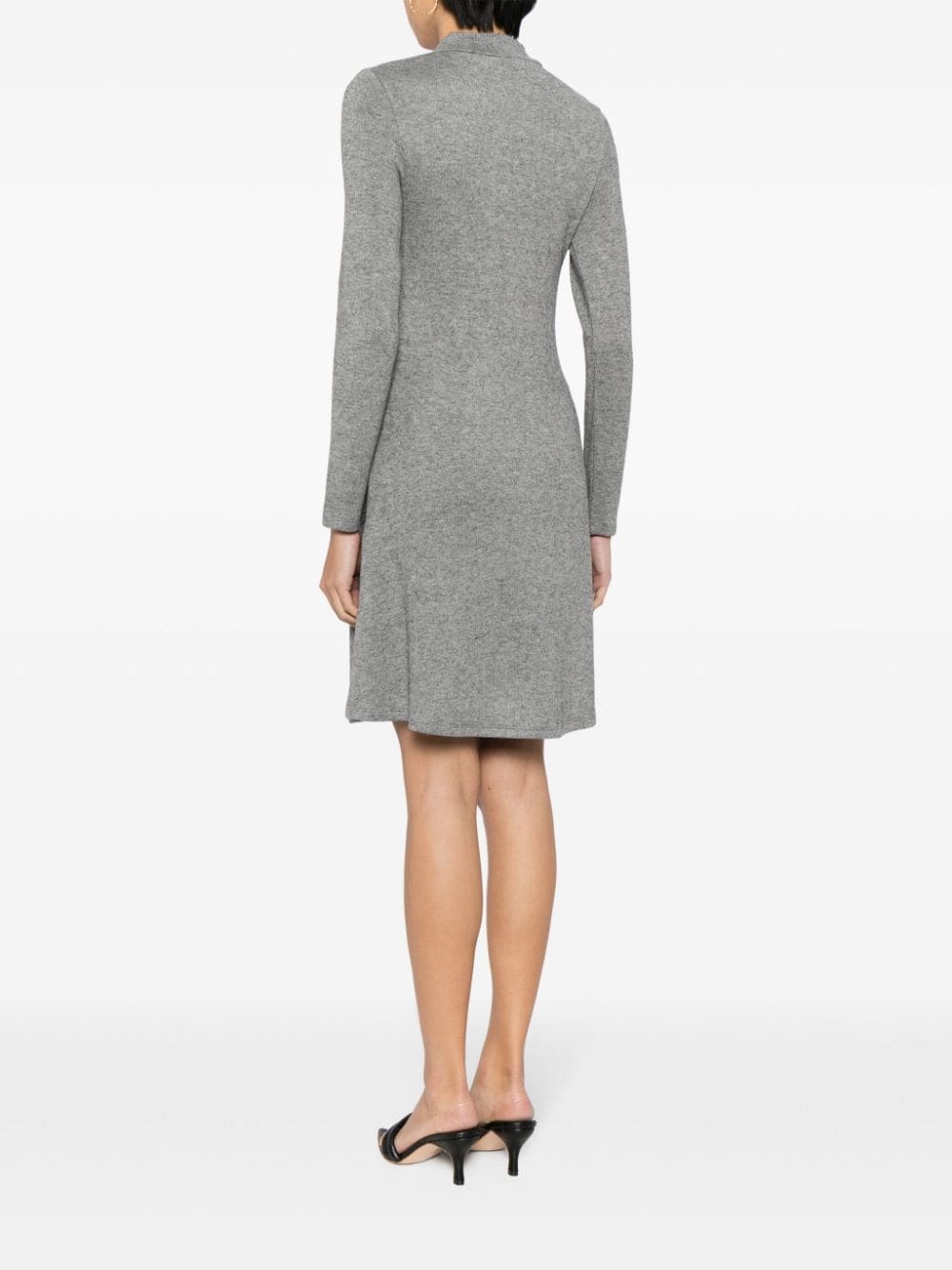 high-neck flared knit dress - 4