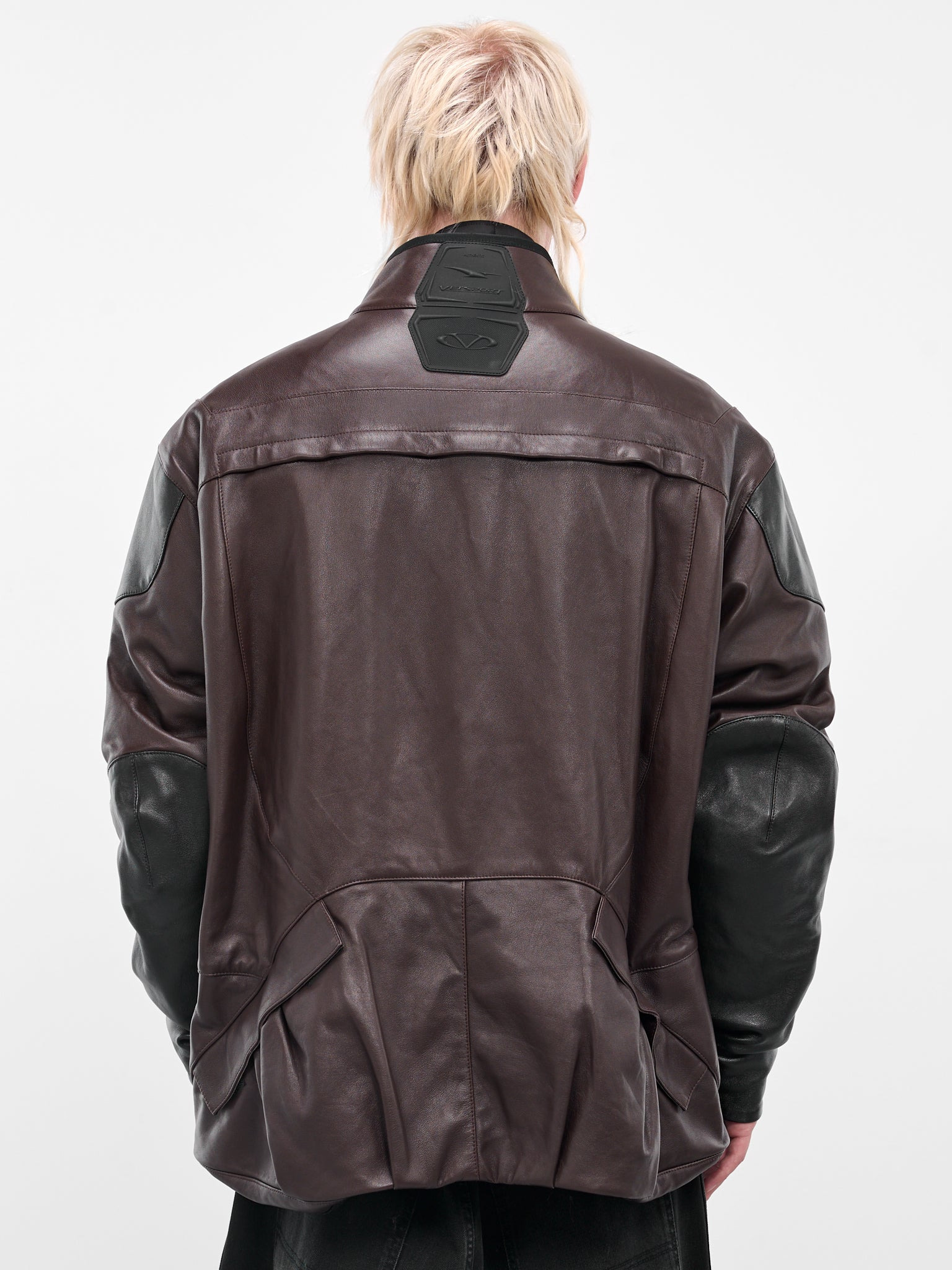 Brown Leather Biker Parka Jacket - 3