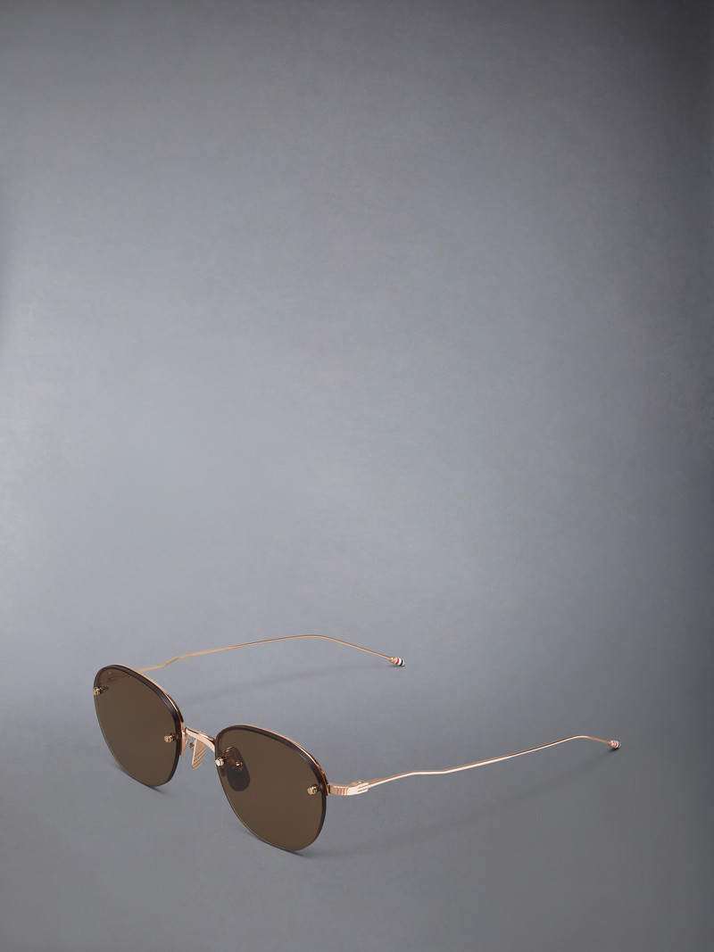 Thom Browne TITANIUM SEMI RIMLESS OVAL SUNGLASSES outlook