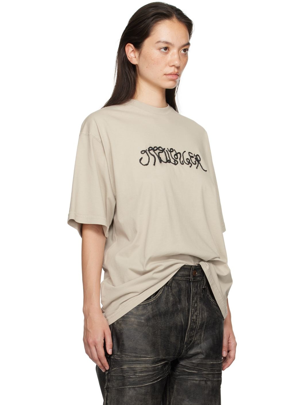 Beige Oversized Puffy Logo T-Shirt - 2