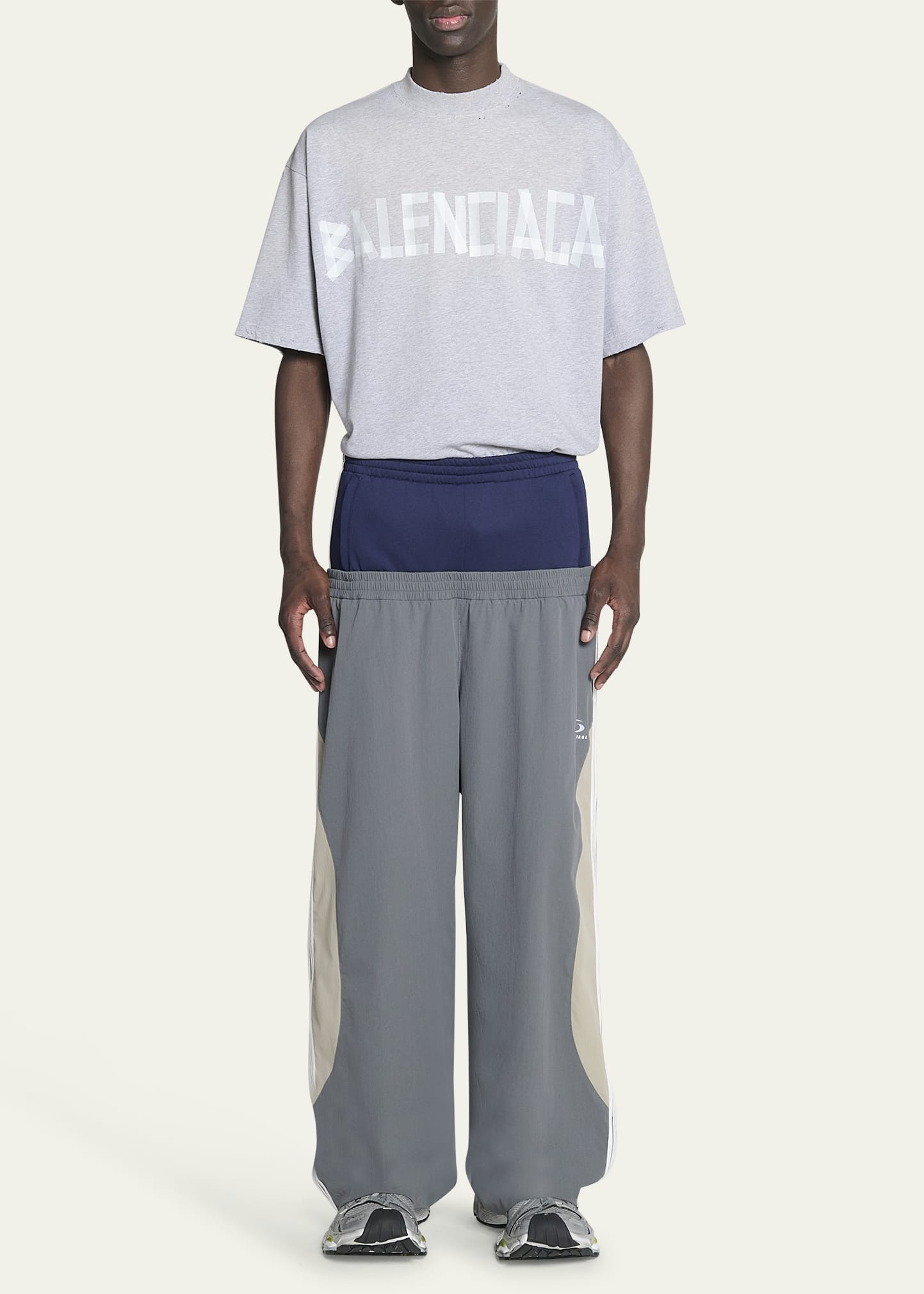 BALENCIAGA Men's Double-Waist Tracksuit Pants
