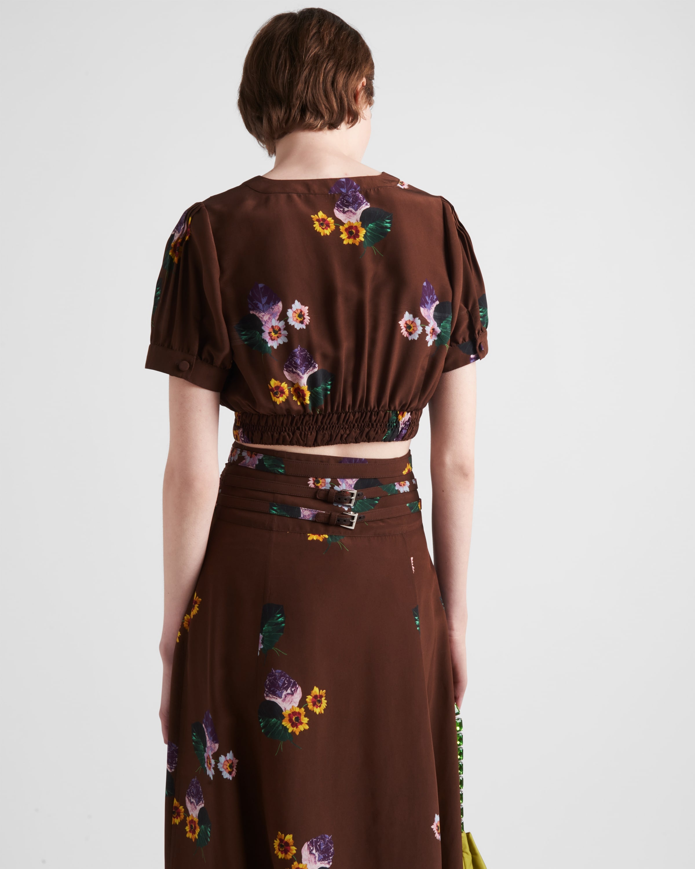 Printed pongee midi-skirt - 5