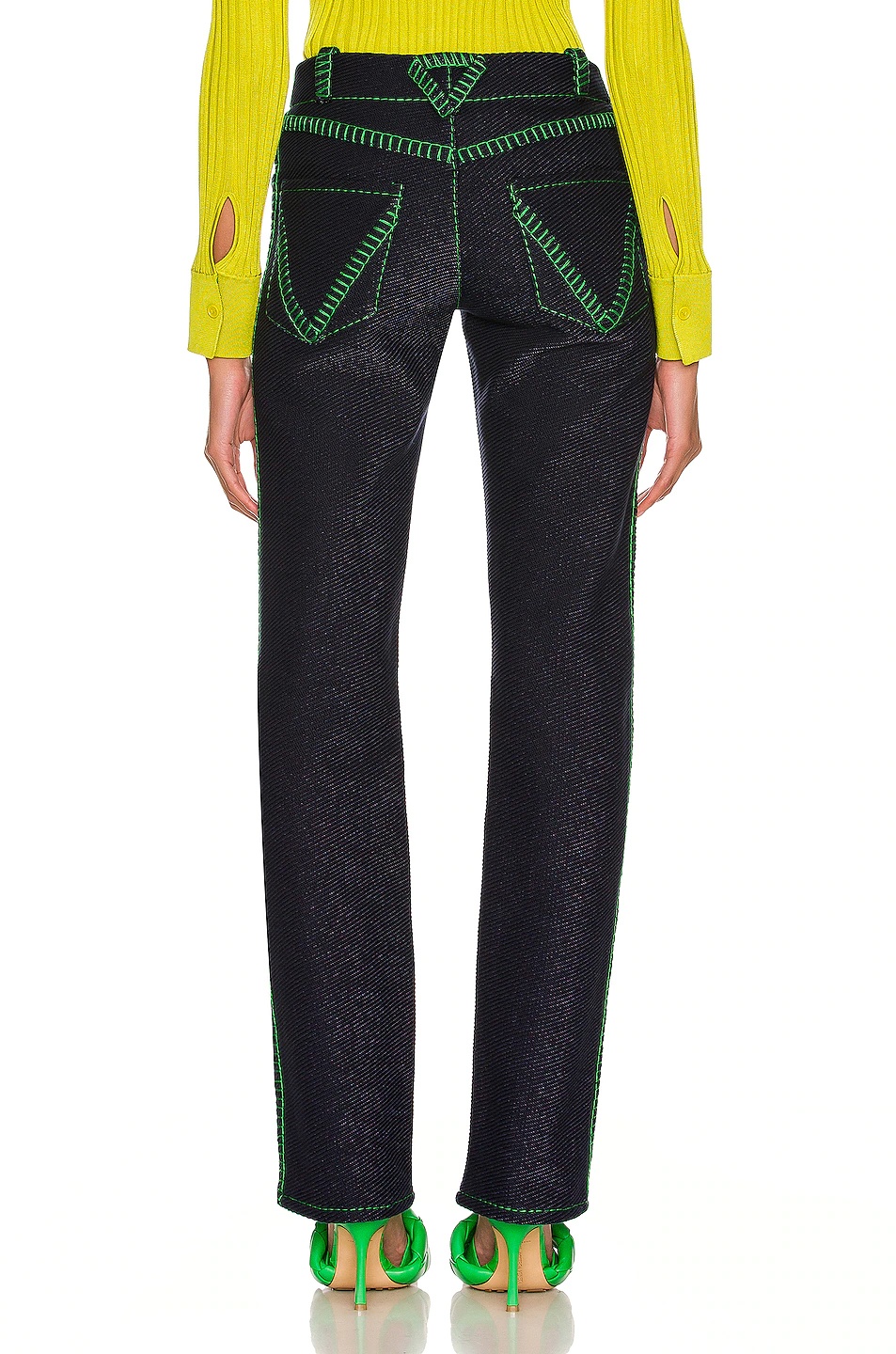 Embroidered Cotton Denim Parakeet Trouser - 3