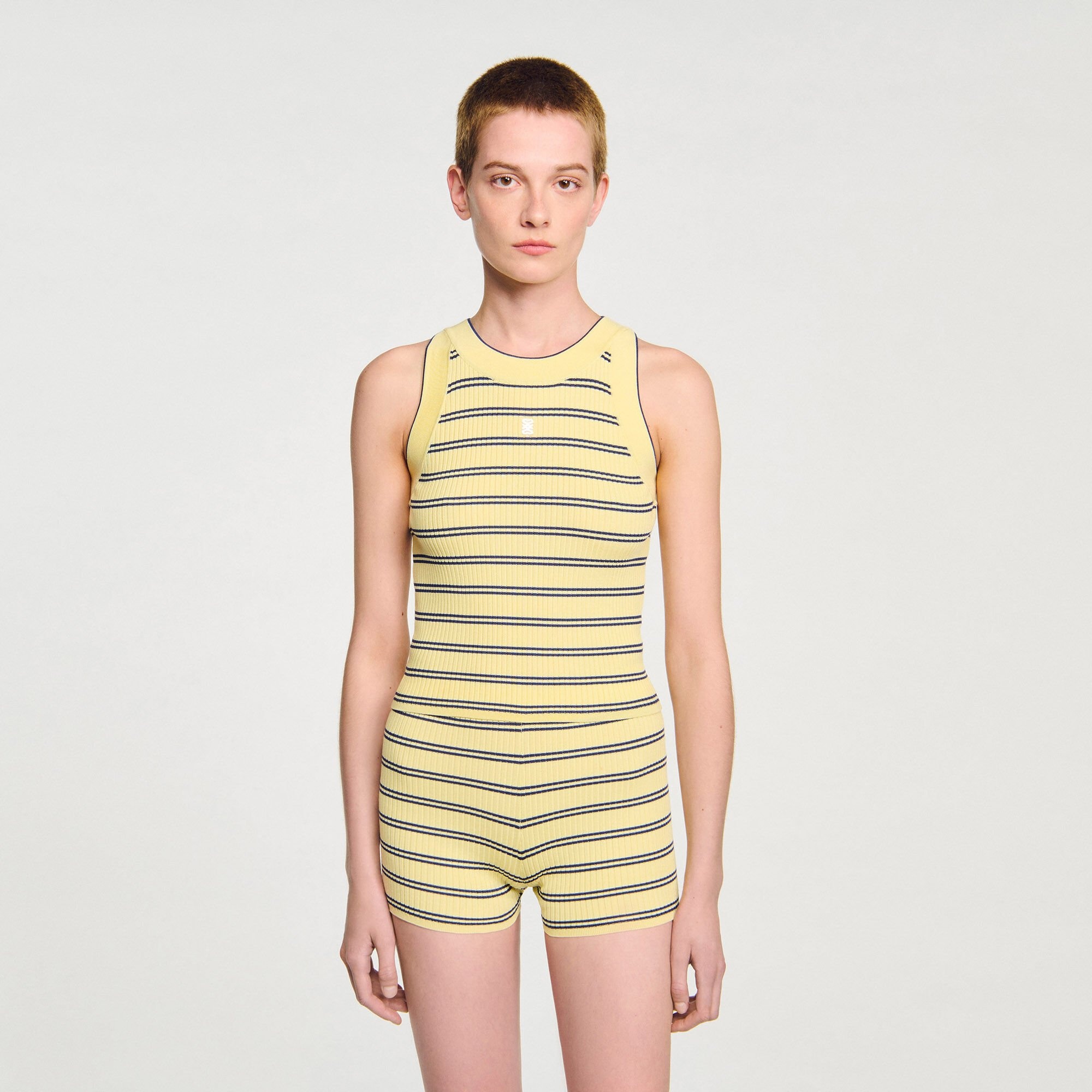 STRIPED KNIT VEST TOP - 4