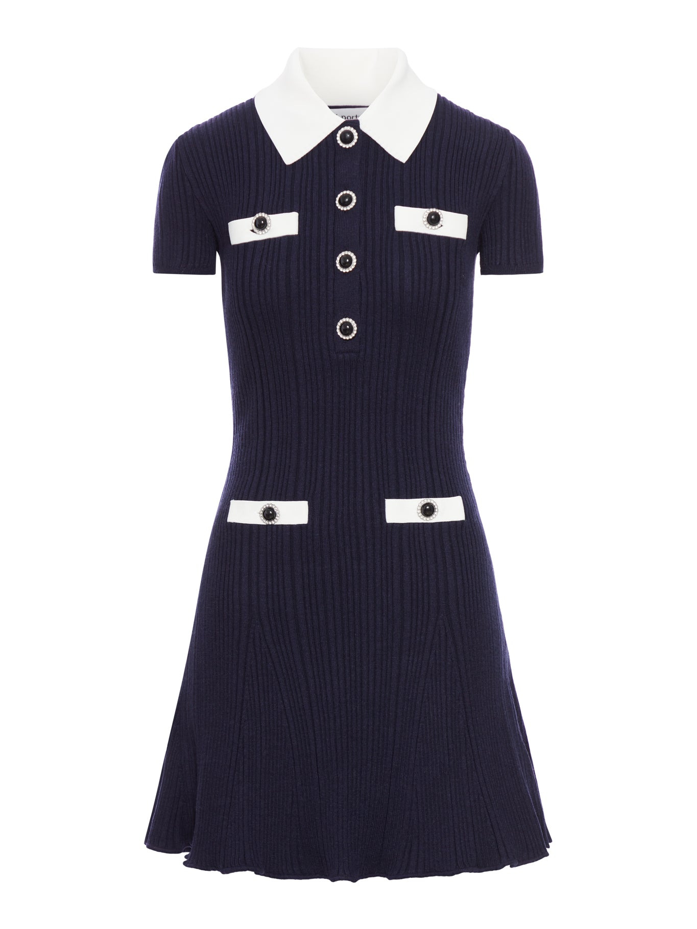 MINI KNITTED DRESS WITH CONTRASTING COLLAR - 2