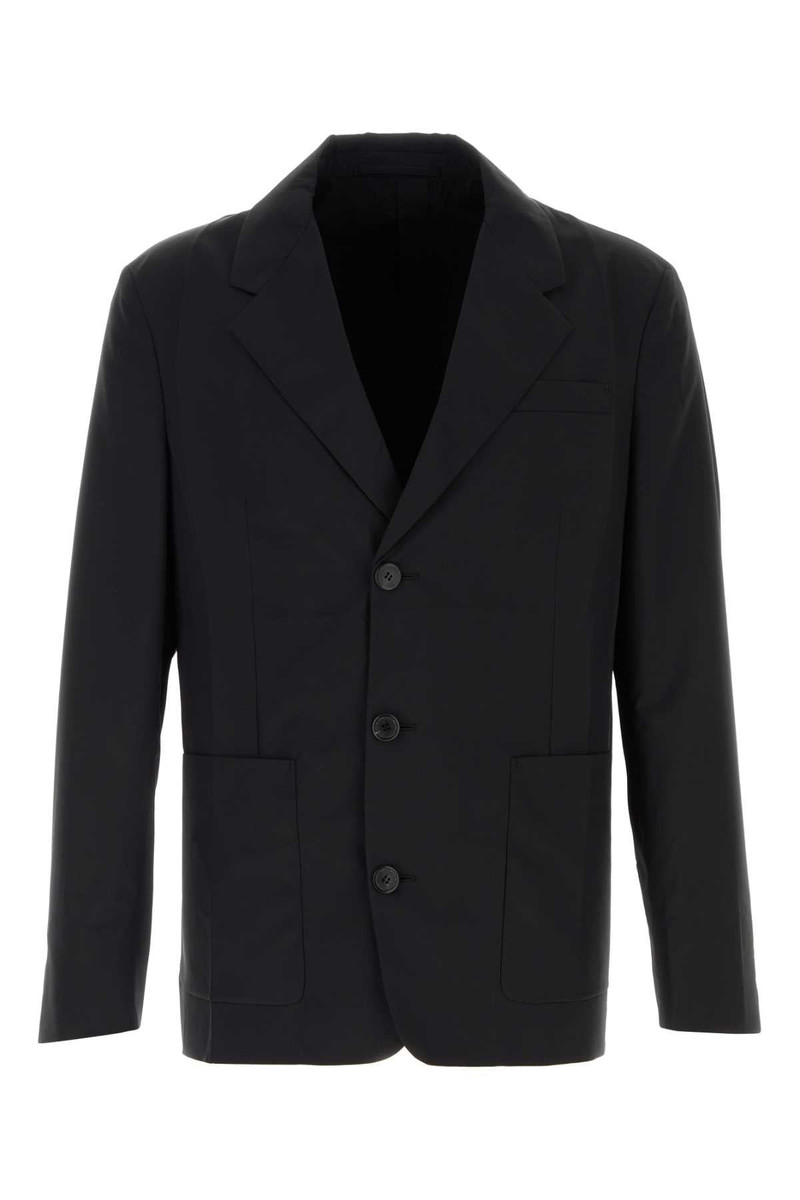 Prada Men Black Wool Blend Blazer - 1