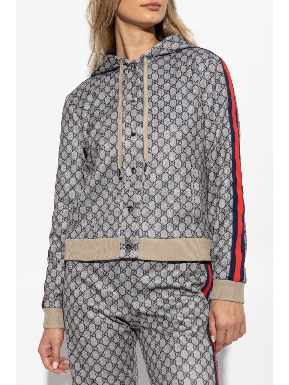 hooded monogram jacket - 3