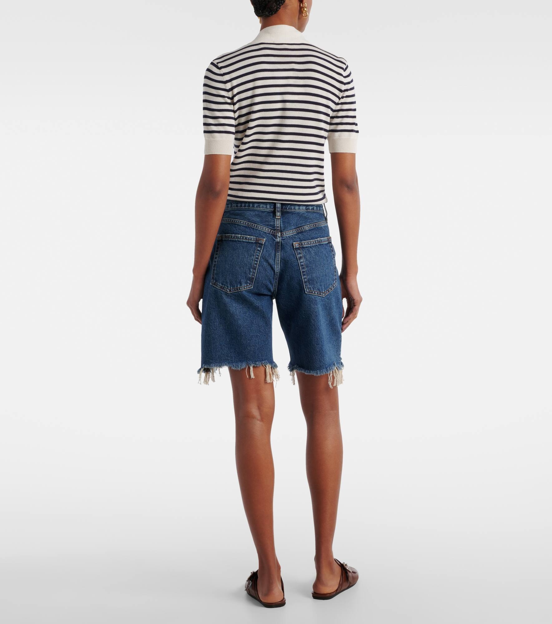 Deconstructed high-rise denim shorts - 3