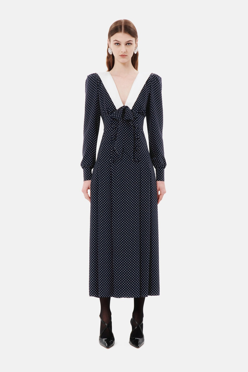 Alessandra Rich POLKA DOT SILK DOUBLE BREASTED DRESS WITH BOW outlook