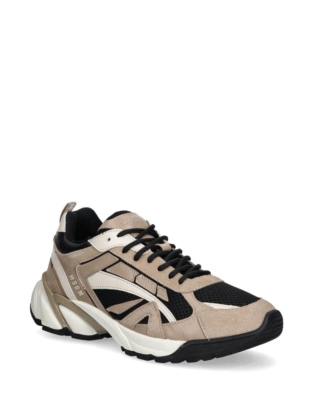 panelled lace-up sneakers - 2