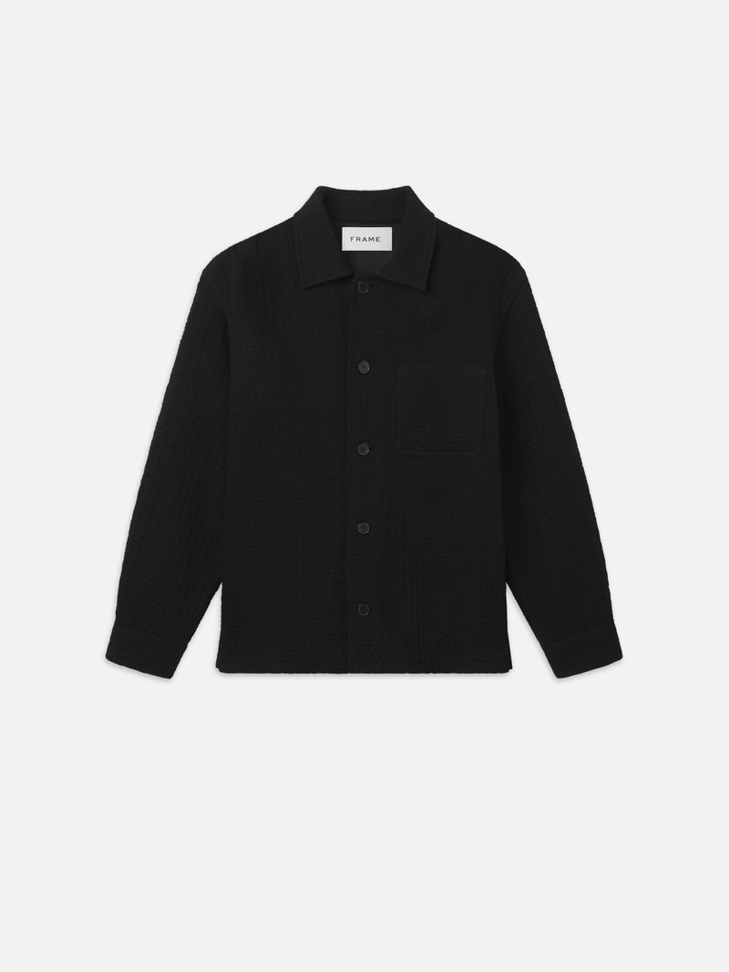 Textured Shirt Jacket in Black 1