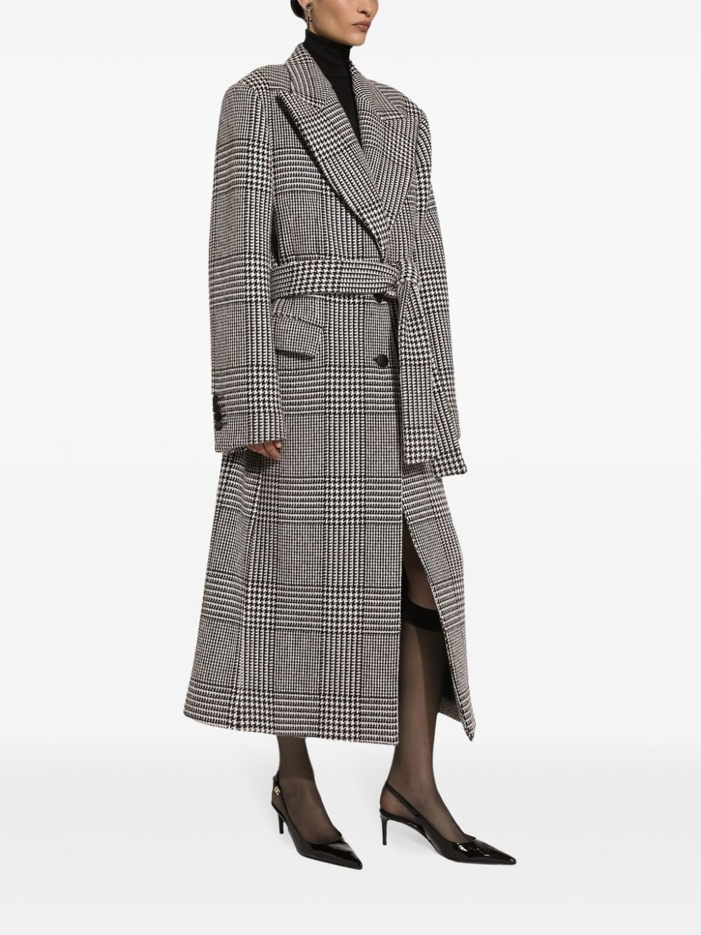 check-pattern coat - 3