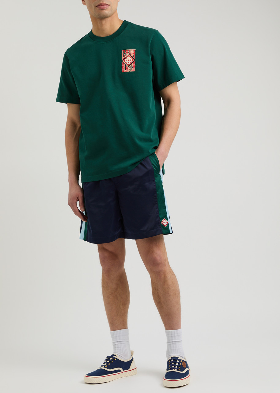 Casablanca Striped Logo Satin Shorts - 4