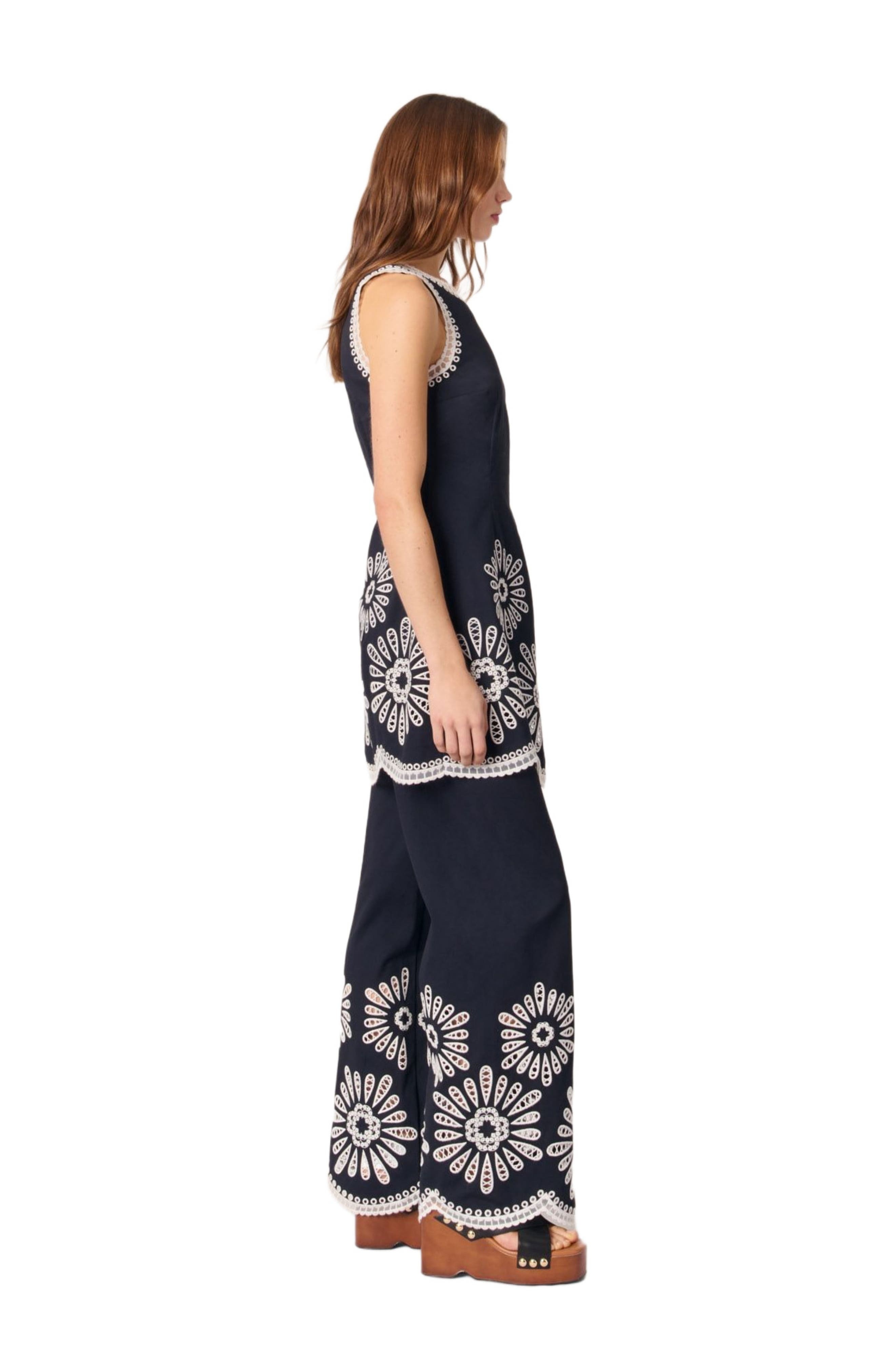 maje Short dress with crochet details in Navy at Nordstrom - 2