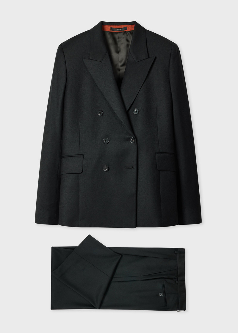 Women's Black Flannel Double-Breasted Suit 1