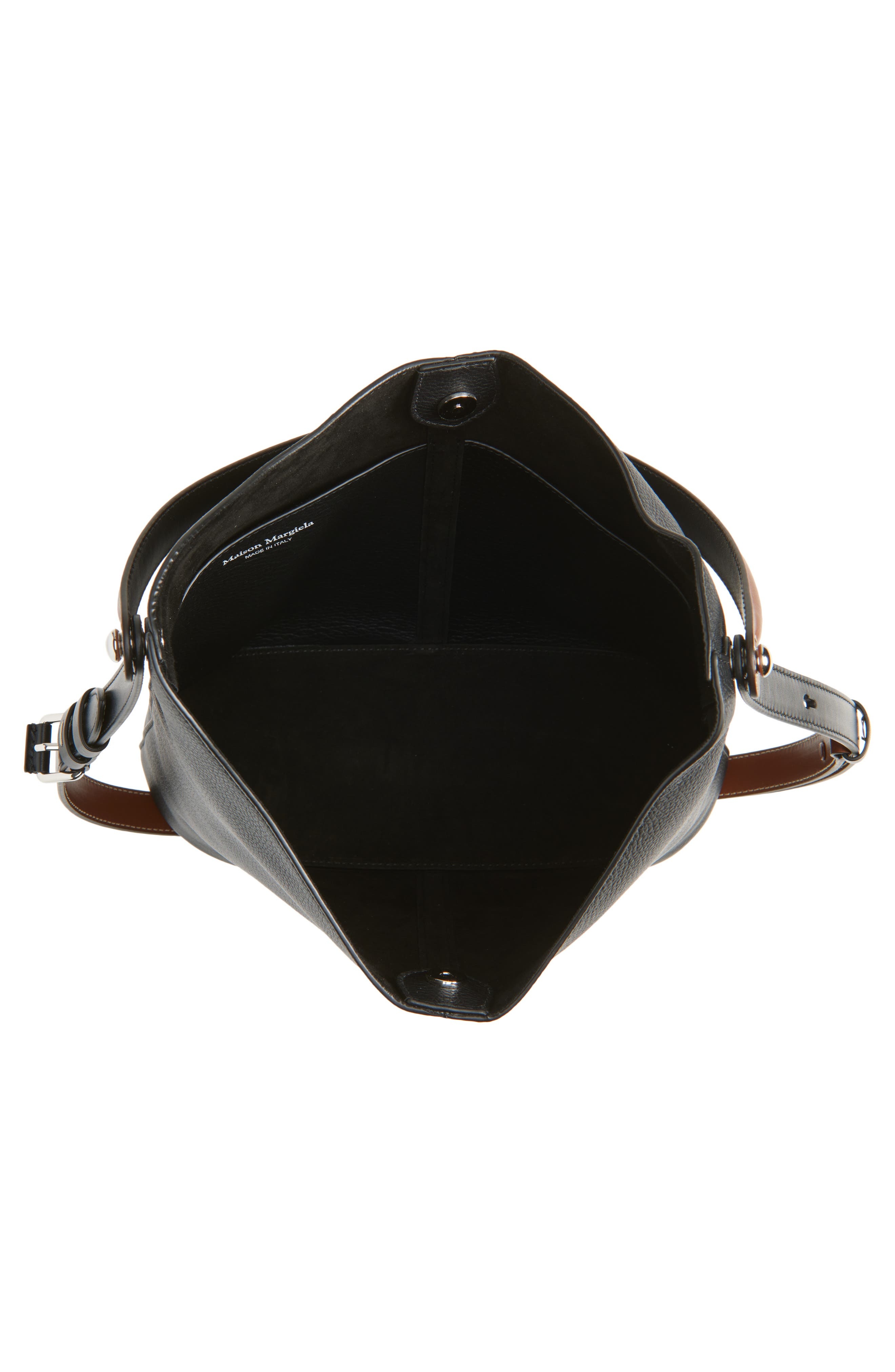 Maison Margiela Dress-age Leather Hobo Bag in Black/Chestnut/Black at Nordstrom - 5