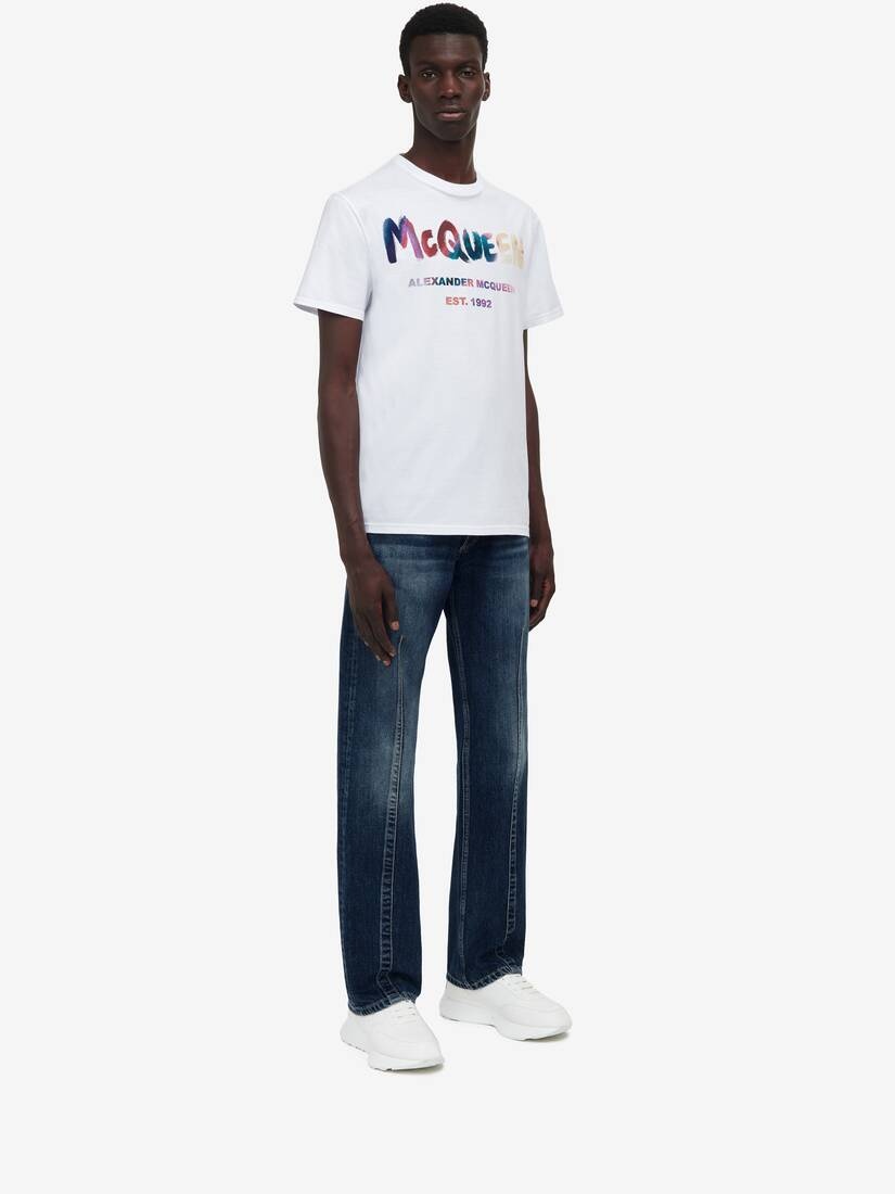 Men's McQueen Graffiti T-shirt in White/multicolor - 3