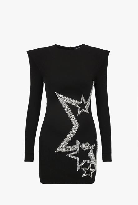 Short black and silver embroidered dress - 1